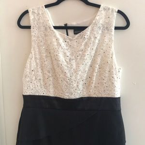 Black & White Light Gold SequinMidi Dress